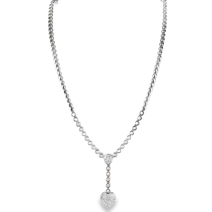 1.20 CTW Diamond 18 Karat White Gold Heart Y Drop Necklace