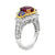 Modern Rhodolite Garnet Tanzanite & Diamond  18K Two Tone Gold Cocktail Ring