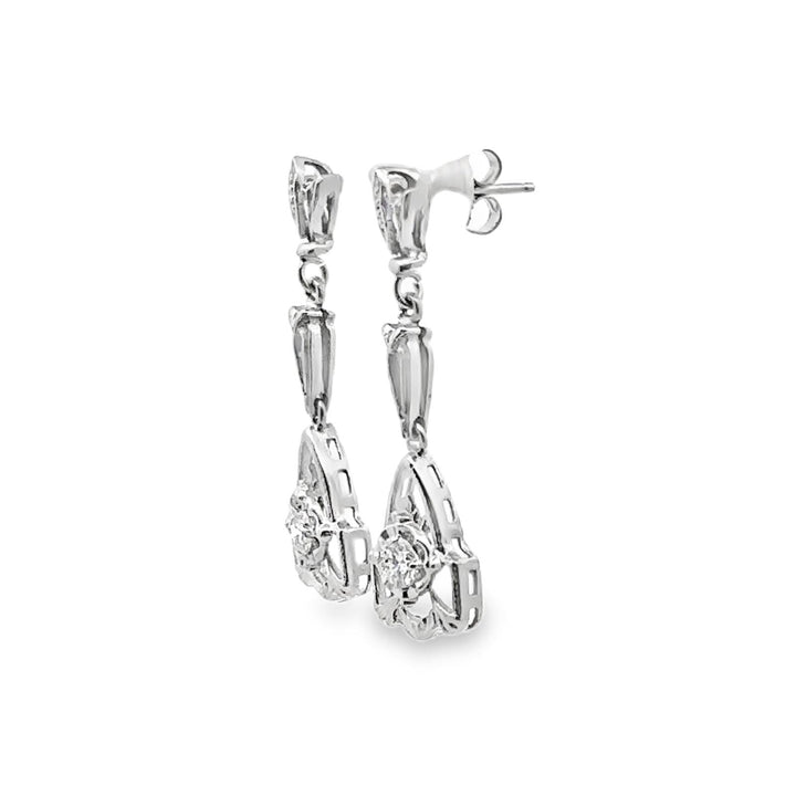 Diamond 14 Karat White Gold Modern Dangle Earrings