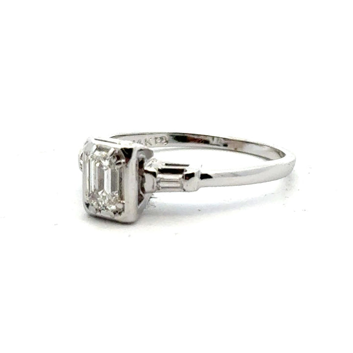 Emerald Cut Diamond Modern 14 Karat White Gold Engagement Ring