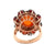 Orange and Red Cabochon Garnet Diamond 14 Karat Rose Gold Vintage Cocktail Ring