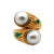 Pearl Emerald 18 Karat Yellow Gold Bypass Ring