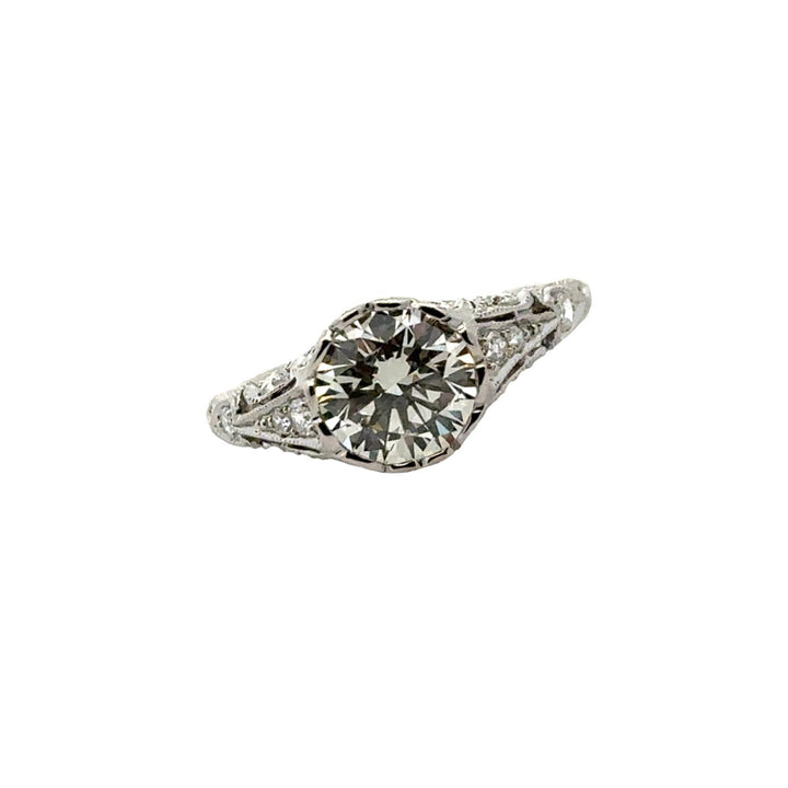 Art Deco Lab Grown Diamond Filigree Platinum Vintage Ring