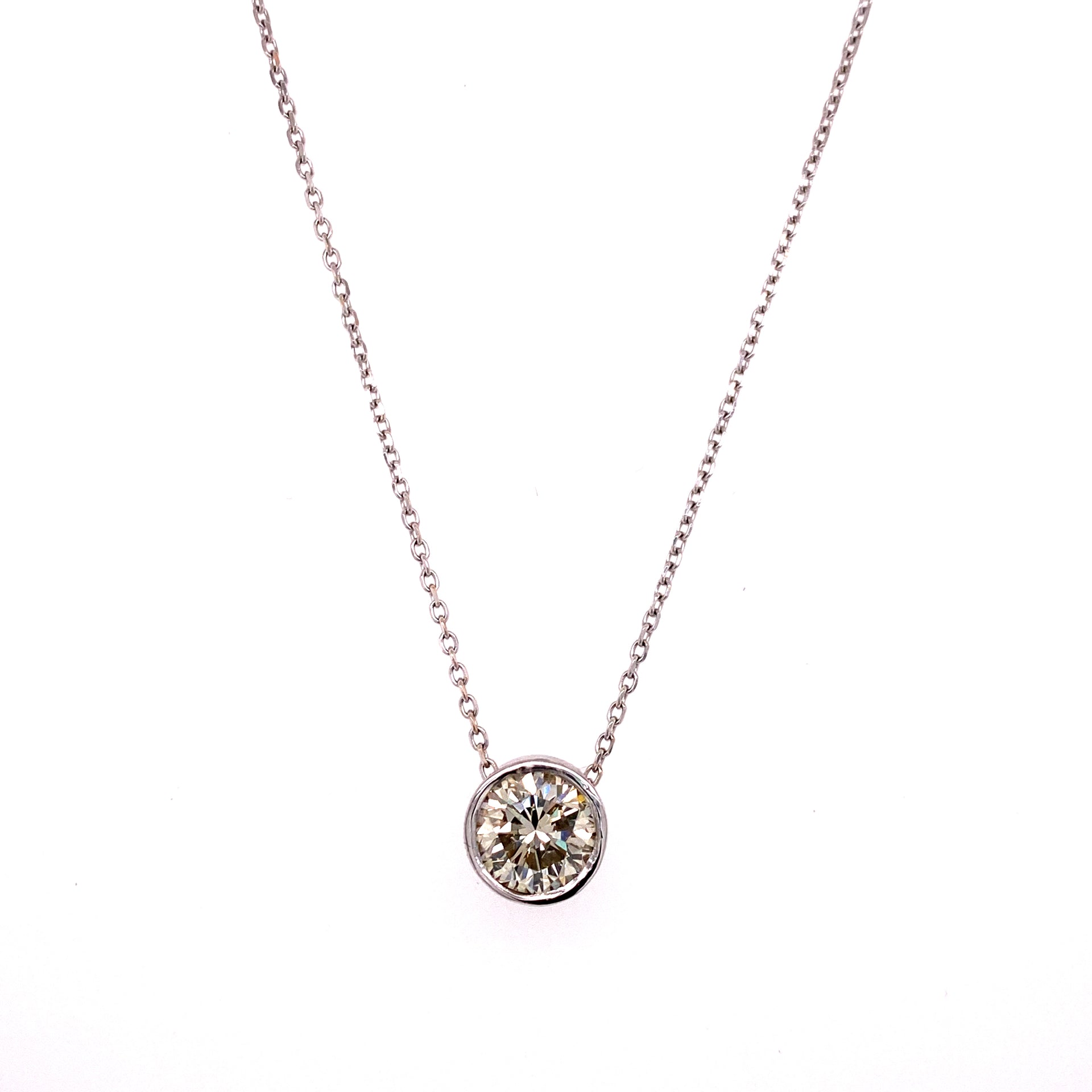 1.22 Carat Diamond Bezel Set Pendant Necklace