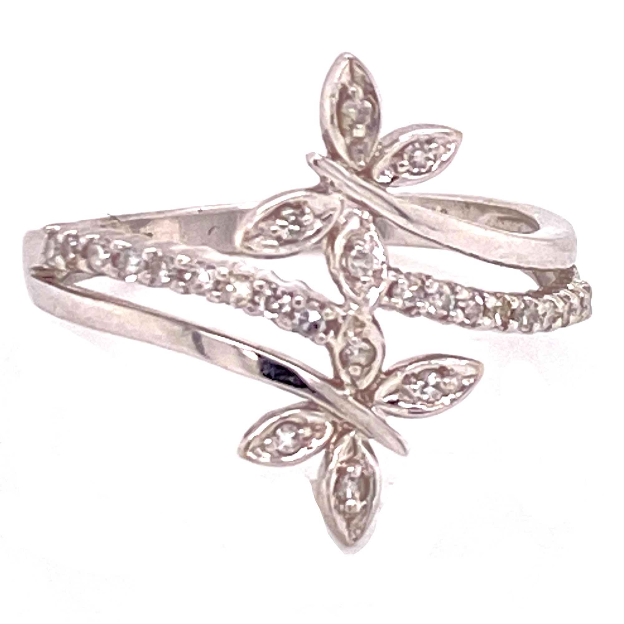 White Gold Multi Diamond Butterfly Flower Bracelet