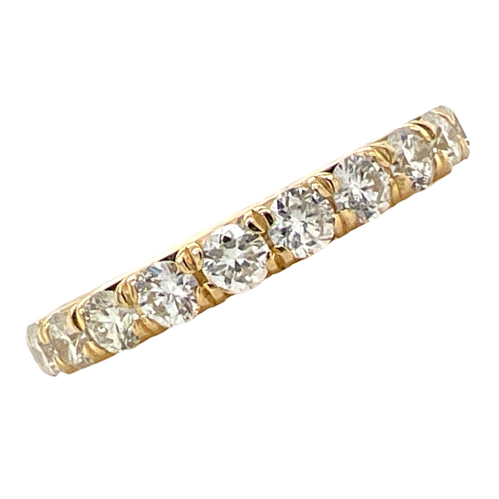 1.85 CTW Diamond 18 Karat Yellow Gold Eternity Wedding Band Ring