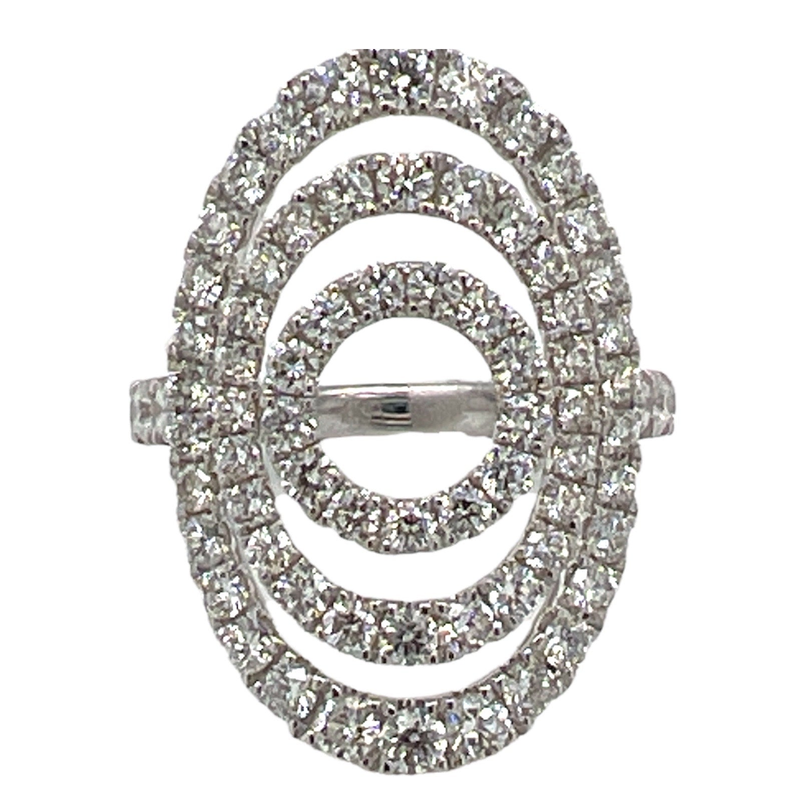 2.00 CTW Diamond 18 Karat White Gold Open Circle Cocktail Ring