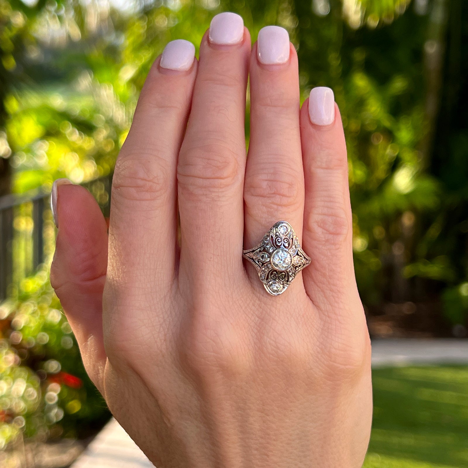Art Deco Old European Diamond Platinum Engagement Ring – Bardys
