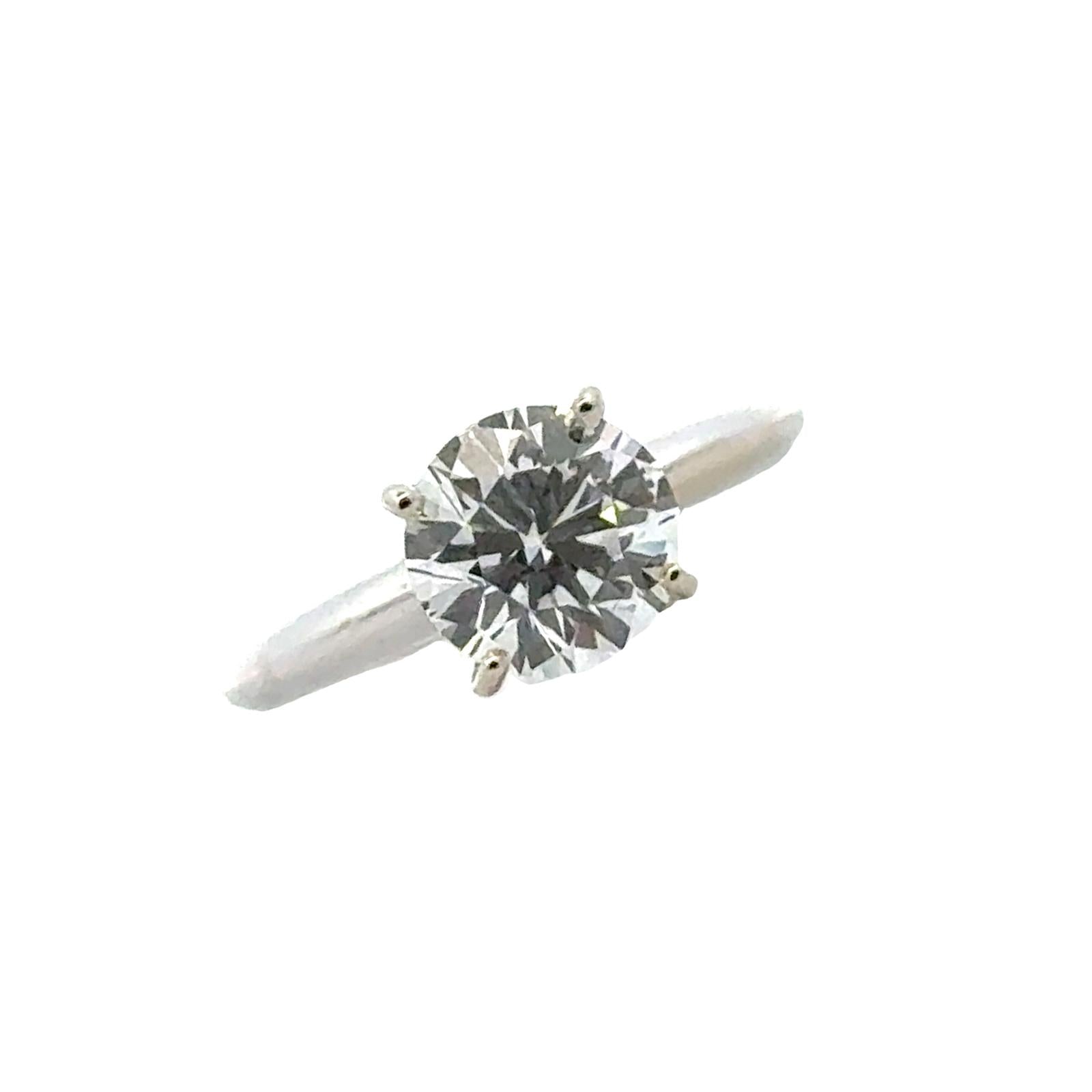 1.66 Carat Round Brilliant Diamond Solitaire Ring GIA Certified D/VVS2