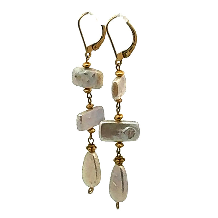 Cultured Pearl 14 Karat Yellow Gold Handcrafted Dangle Earrings