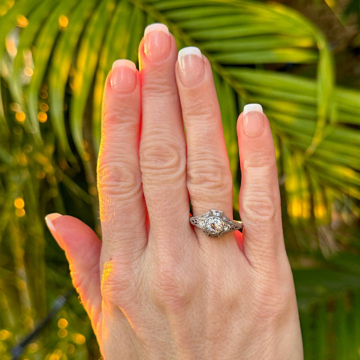 Art Deco Diamond Filigree Ring