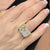 Diamond 14 Karat Yellow Gold Floral Motif Rectangular Vintage Ring